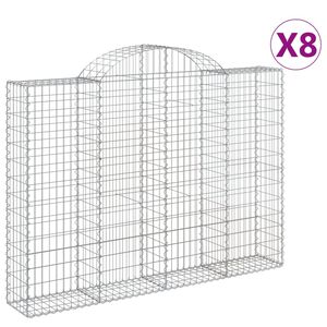 vidaXL Kosze gabionowe, 8 szt, 200x30x140/160 cm, galwanizowane żelazo