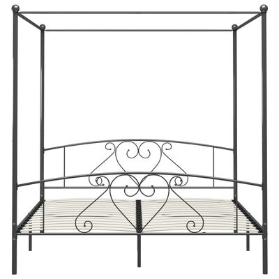 vidaXL Rama łóżka z baldachimem, szara, metalowa, 200 x 200 cm