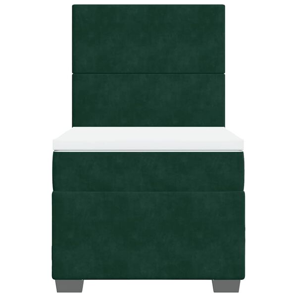 vidaXL Ł&oacute;żko kontynentalne z materacem, zielone, aksamit, 80x200 cm