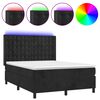 vidaXL Ł&oacute;żko kontynentalne z materacem i LED, czarny aksamit 140x190cm
