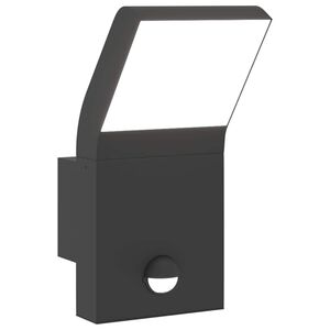 vidaXL Zewnętrzny kinkiet LED z czujnikiem, czarny, odlewane aluminium