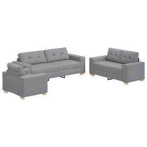 vidaXL Sofa 3 szt. Jasnoszary Tkanina lniana