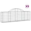 vidaXL Kosze gabionowe, 9 szt, 200x30x60/80 cm, galwanizowane żelazo
