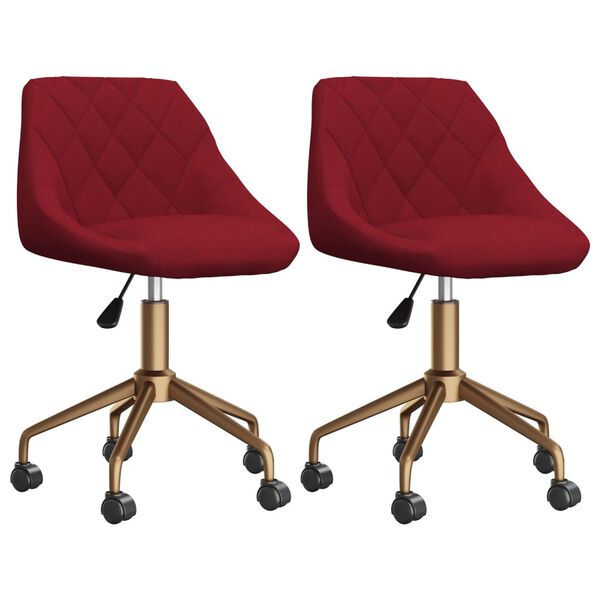 vidaXL Obrotowe krzesła stołowe, 2 szt., winna czerwień, aksamitne