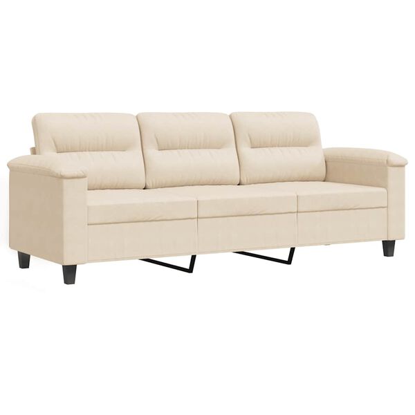 vidaXL 3-osobowa sofa, beżowy, 180 cm, tapicerowana mikrofibrą