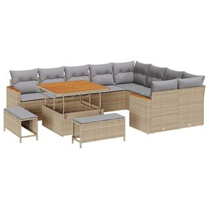 vidaXL Zestaw Sof na Ogr&oacute;d 12 szt. 9-Liczba miejsc Beżowy Rattan poli