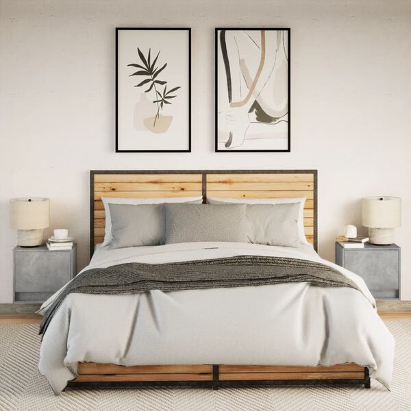 vidaXL Wiszące szafki nocne z LED, 2 szt., szarość betonu