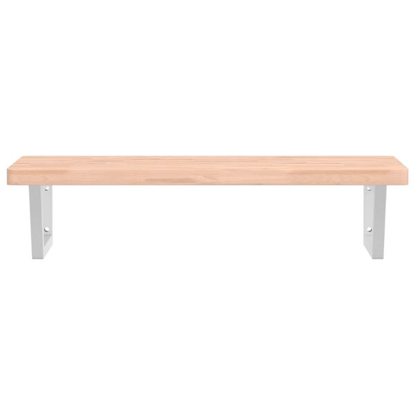 vidaXL P&oacute;łka ścienna pod umywalkę, stal i lite drewno bukowe