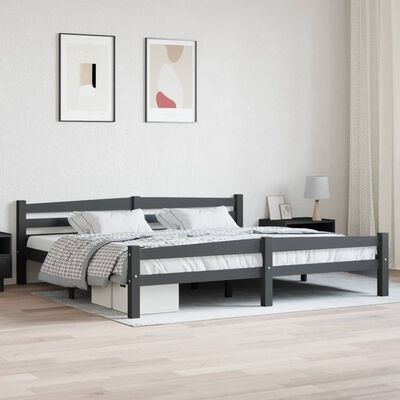 vidaXL Rama łóżka, ciemnoszara, lite drewno sosnowe, 200 x 200 cm