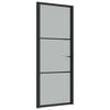vidaXL Drzwi wewnętrzne, 83x201,5 cm, czarne, matowe szkło i aluminium