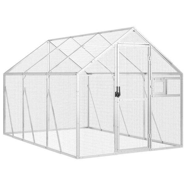 vidaXL Woliera, srebrna, 1,79x3x1,85 m, aluminium