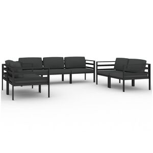 vidaXL 7-cz. zestaw mebli ogrodowych, poduszki, aluminium, antracyt