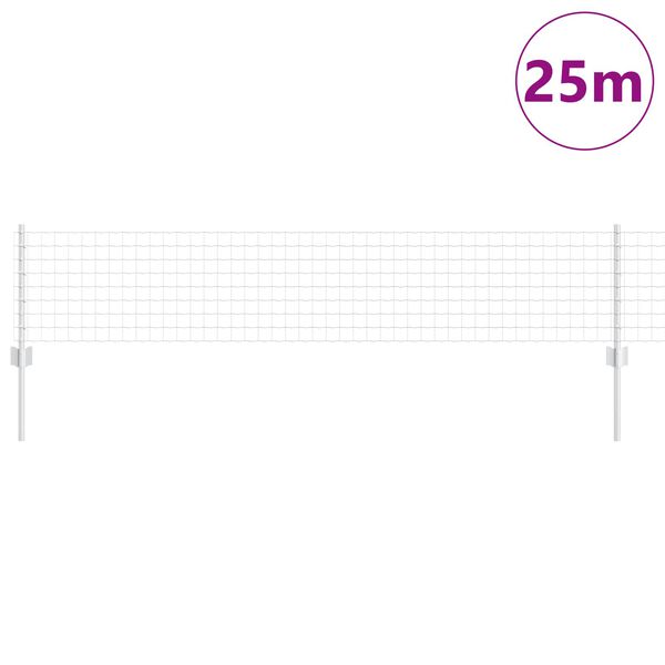 vidaXL Ogrodzenie z słupkiem Srebrny 0,4 x 25 m Stal