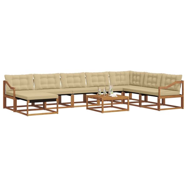 vidaXL Zestaw sof na zewnątrz z poduszką 9 pcs Naturalny i Beżowy