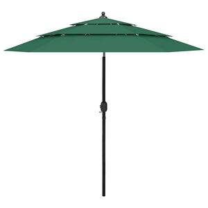 vidaXL 3-poziomowy parasol na aluminiowym słupku, zielony, 2,5 m