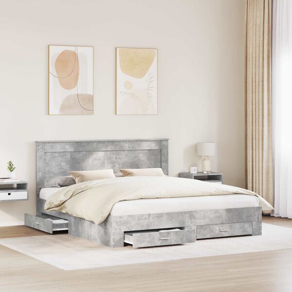 vidaXL Ramka ł&oacute;żka z szufladą Z zagł&oacute;wkiem Materiał drewnopochodny