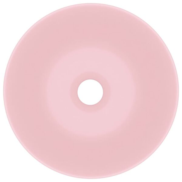 vidaXL Umywalka łazienkowa, ceramiczna, matowy r&oacute;ż, okrągła