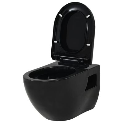vidaXL Toaleta wisząca, ceramiczna, czarna
