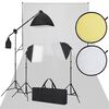 Zestaw do studio: białe tło, 3 lampy światła ciągłego i blenda