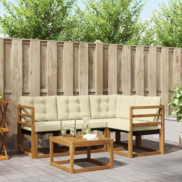 vidaXL Zestaw sof na zewnątrz z poduszką 5 pcs Naturalny i Kremowy