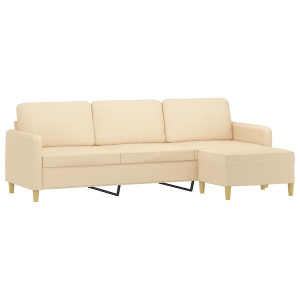 vidaXL 3-osobowa sofa z podn&oacute;żkiem, kremowa, 210 cm, tkaniną