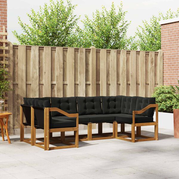 vidaXL Zestaw sof na zewnątrz z poduszką 6 pcs Naturalny i czarny