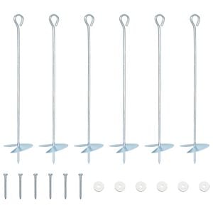 vidaXL Kotwa ziemna 6 pcs srebrny &Oslash;10 x 50 cm Galwanizowany metal