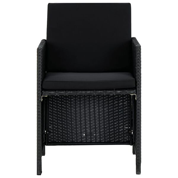 vidaXL 9-cz. zestaw mebli ogrodowych z poduszkami, rattan PE, czarny