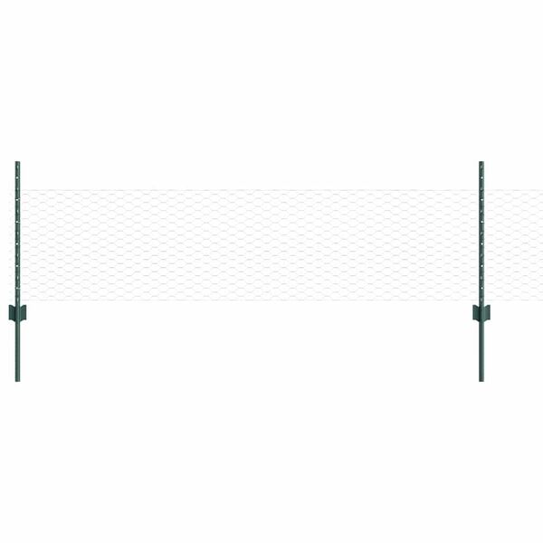 vidaXL Ogrodzenie z słupkiem Zielony 0,5 x 10 m Stal i PVC