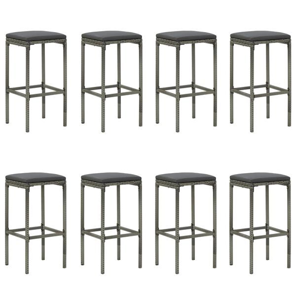 vidaXL 9-cz. zestaw barowy do ogrodu, z poduszkami, rattan PE, szary