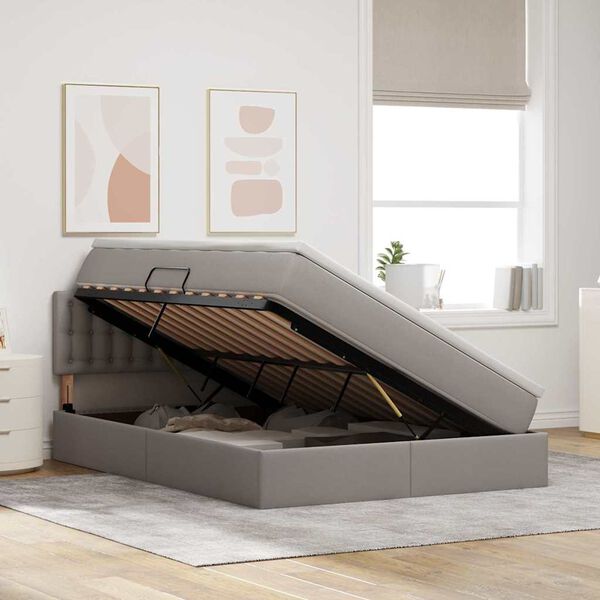 vidaXL Ł&oacute;żko z miejscem na przechowywanie i LED 140 x 190 cm Poliester