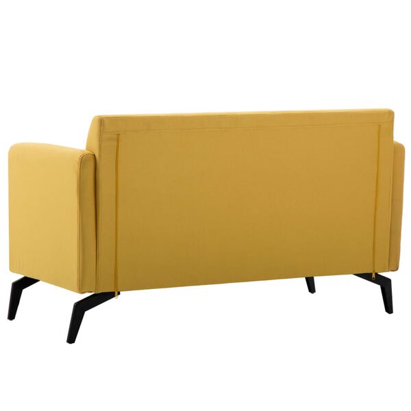 vidaXL 2-osobowa sofa tapicerowana tkaniną, 115x60x67 cm, ż&oacute;łta