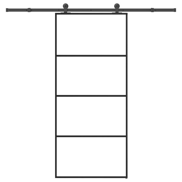 vidaXL Drzwi przesuwne z osprzętem, 90x205 cm, szkło ESG i aluminium