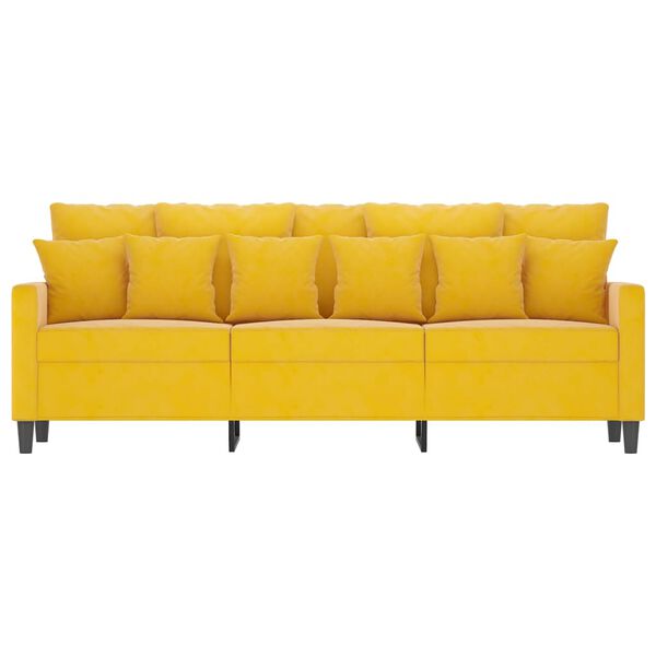 vidaXL Sofa 3-osobowa, ż&oacute;łty, 180 cm, tapicerowana aksamitem