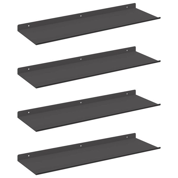 vidaXL P&oacute;łka wisząca 4 pcs Czarny 60 x 18 x 2,5 cm Stal
