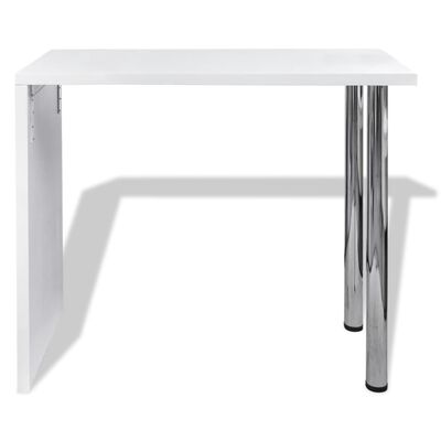 vidaXL Biały stolik barowy z 2 stalowymi nogami, MDF, wysoki połysk