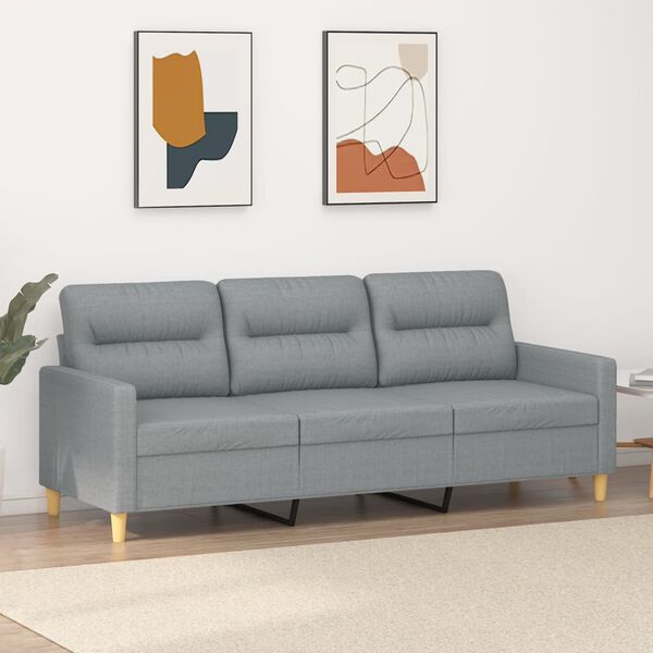 vidaXL Sofa 3-osobowa, jasnoszara, 180 cm, tapicerowana tkaniną