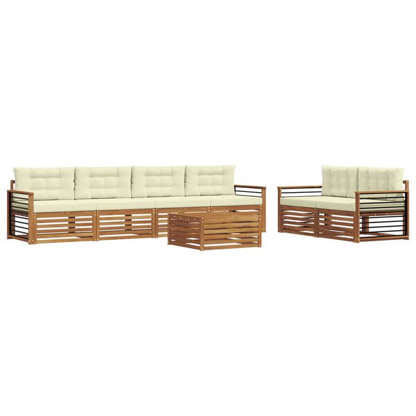 vidaXL Zestaw sof na zewnątrz z poduszką 7 pcs Naturalny i Kremowy