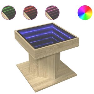 vidaXL Stolik kawowy z LED, dąb sonoma, 50x50x45 cm