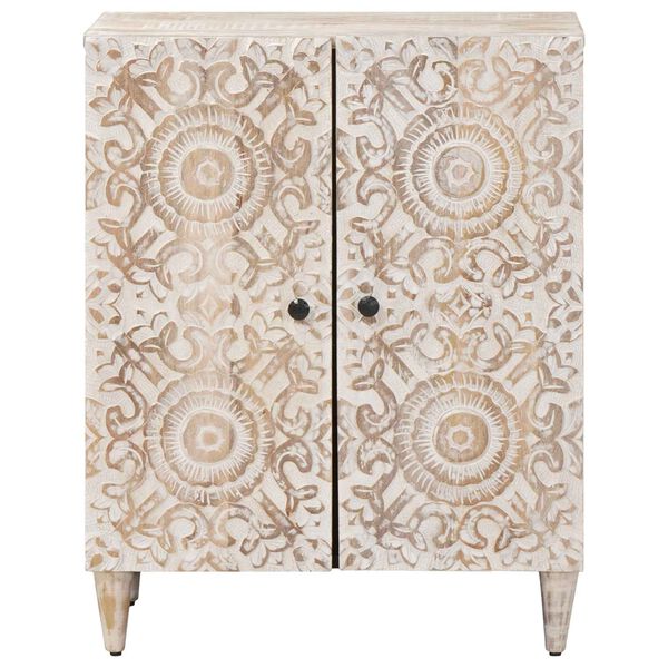 vidaXL Kredens z Przechowalnią Biały 60 x 33,5 x 75 cm Drewno z mango