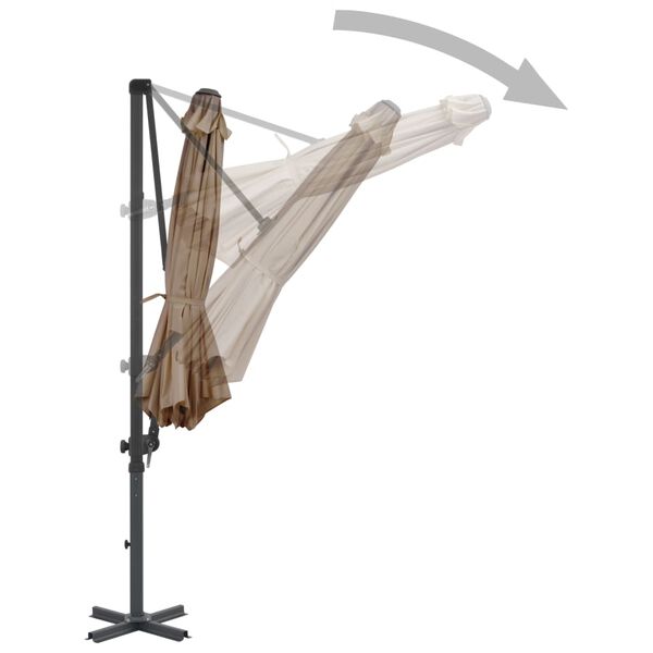 vidaXL Parasol wiszący z aluminiowym słupkiem, 300 cm, taupe