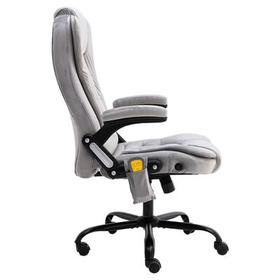 vidaXL Masujące krzesło biurowe, jasnoszare, obite aksamitem