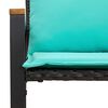 vidaXL ławka z poduszką Czarny i Turkusowy 115 x 65 x 72 cm rattan