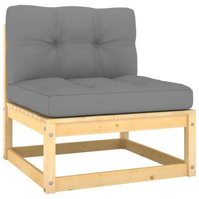 vidaXL Ogrodowe siedzisko środkowe z poduszkami, lite drewno sosnowe
