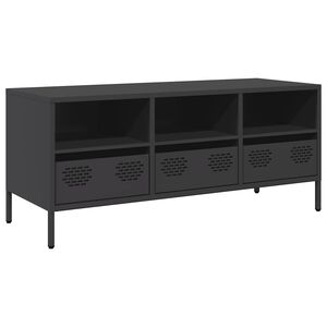 vidaXL Szafka RTV, czarna, 101,5x39x43,5 cm, stal walcowana na zimno