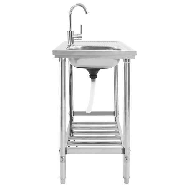 vidaXL Zlewozmywak kempingowy, jedna komora, z kranem, stal nierdzewna