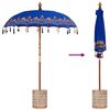 vidaXL Baliński Parasol 260 Niebieski 180-190 cm Bawełna i lite drewno