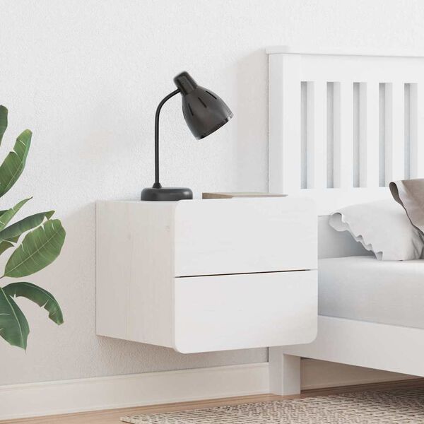 vidaXL Stolik nocny 2 pcs Biały 39 x 34 x 33 cm Lite drewno sosnowe