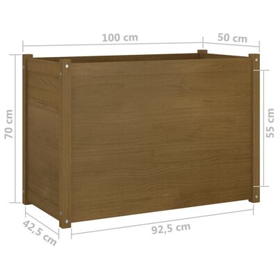 vidaXL Donica ogrodowa, miodowy brąz, 100x50x70 cm, drewno sosnowe