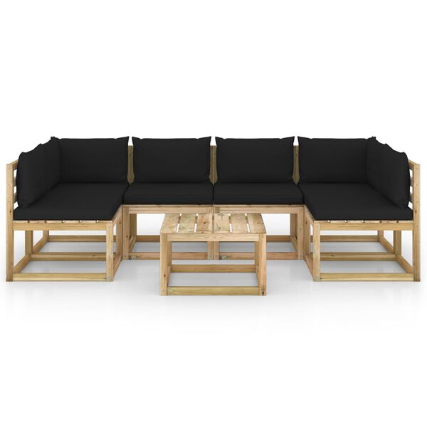 vidaXL 7-cz. zestaw wypoczynkowy z poduszkami, impregnowana sosna